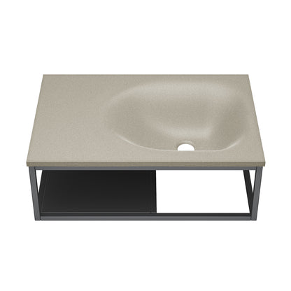 Swiss Madison, Lisse 24" Rectangle Concrete Wall-Mount Bathroom Sink in Taupe with Matte Black Frame