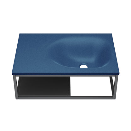 Swiss Madison, Lisse 24" Rectangle Concrete Wall-Mount Bathroom Sink in Royal Blue with Matte Black Frame