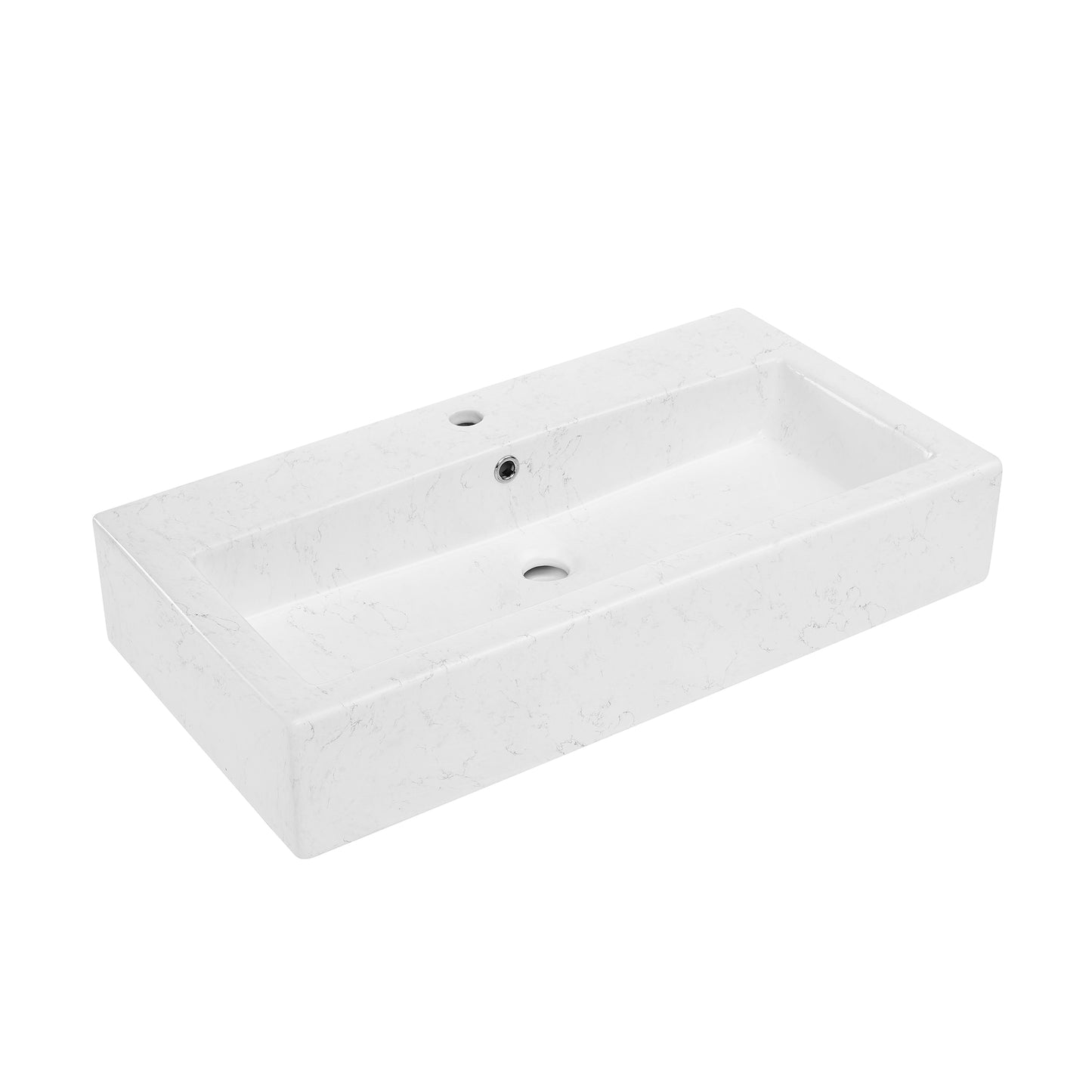 Swiss Madison, Voltaire Wide Rectangle Wall Hung Sink in Static Marble