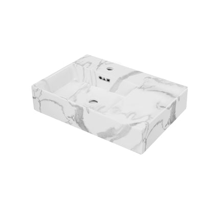 Swiss Madison, St. Tropez 24" Left Side Faucet Wall-Mount Bathroom Sink in White Marble