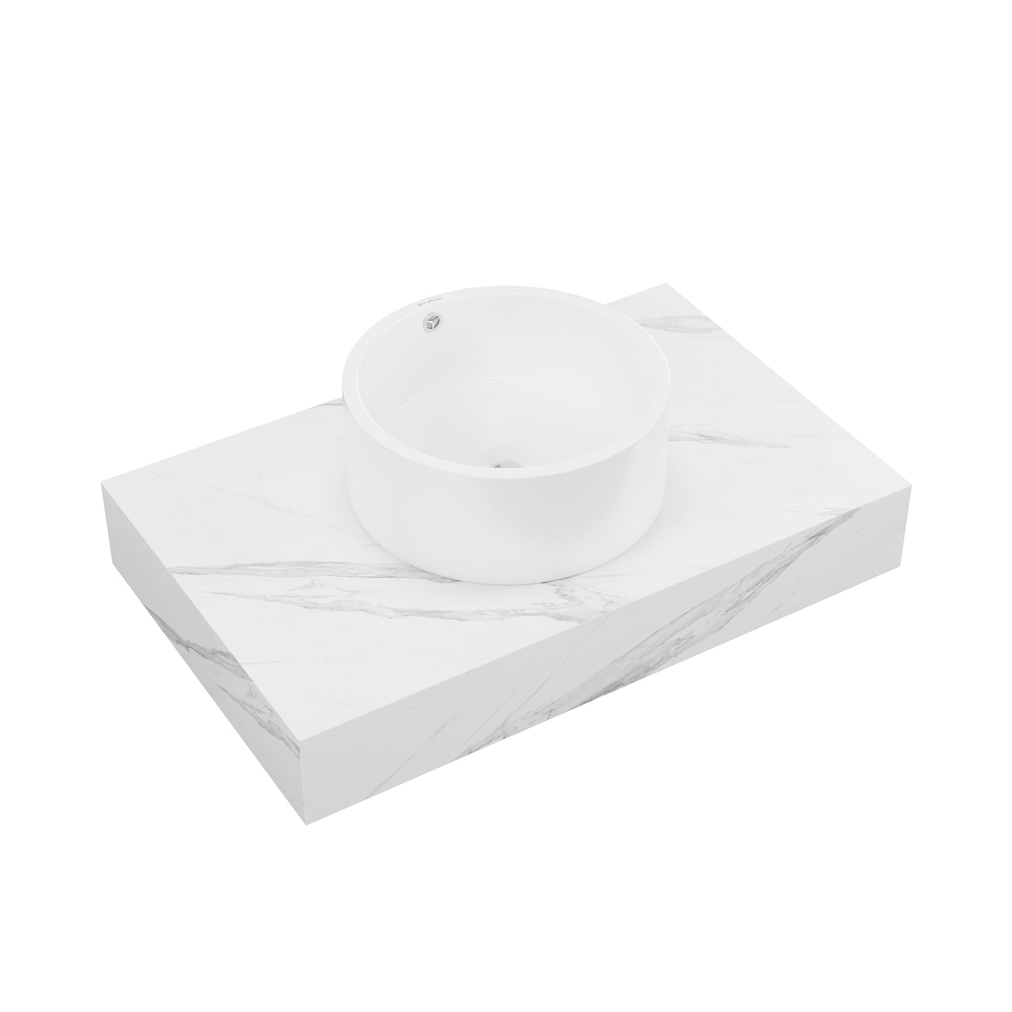Swiss Madison, Monaco 36" Floating Bathroom Shelf with Vessel Sink in White Marble