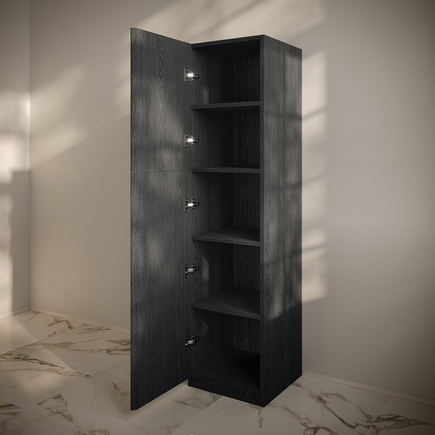 Swiss Madison, St. Tropez 15 x 15 x 60 Freestanding Linen Cabinet in Black Oak