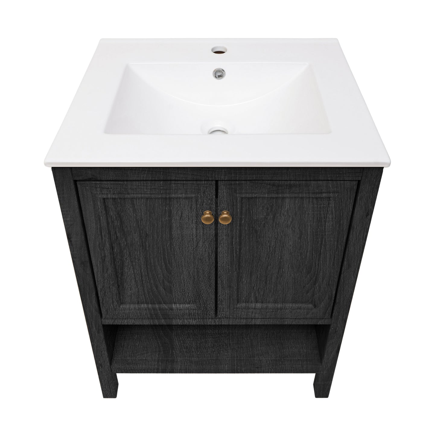 Swiss Madison, Chateau 24" Freestanding Bathroom Vanity in Black Oak with Sink Top
