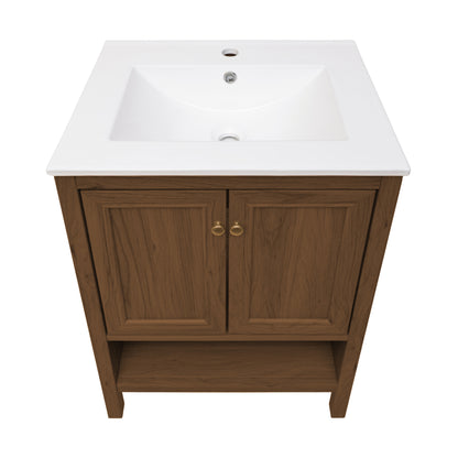 Swiss Madison, Chateau 24" Freestanding Bathroom Vanity in Brown Oak with Sink Top