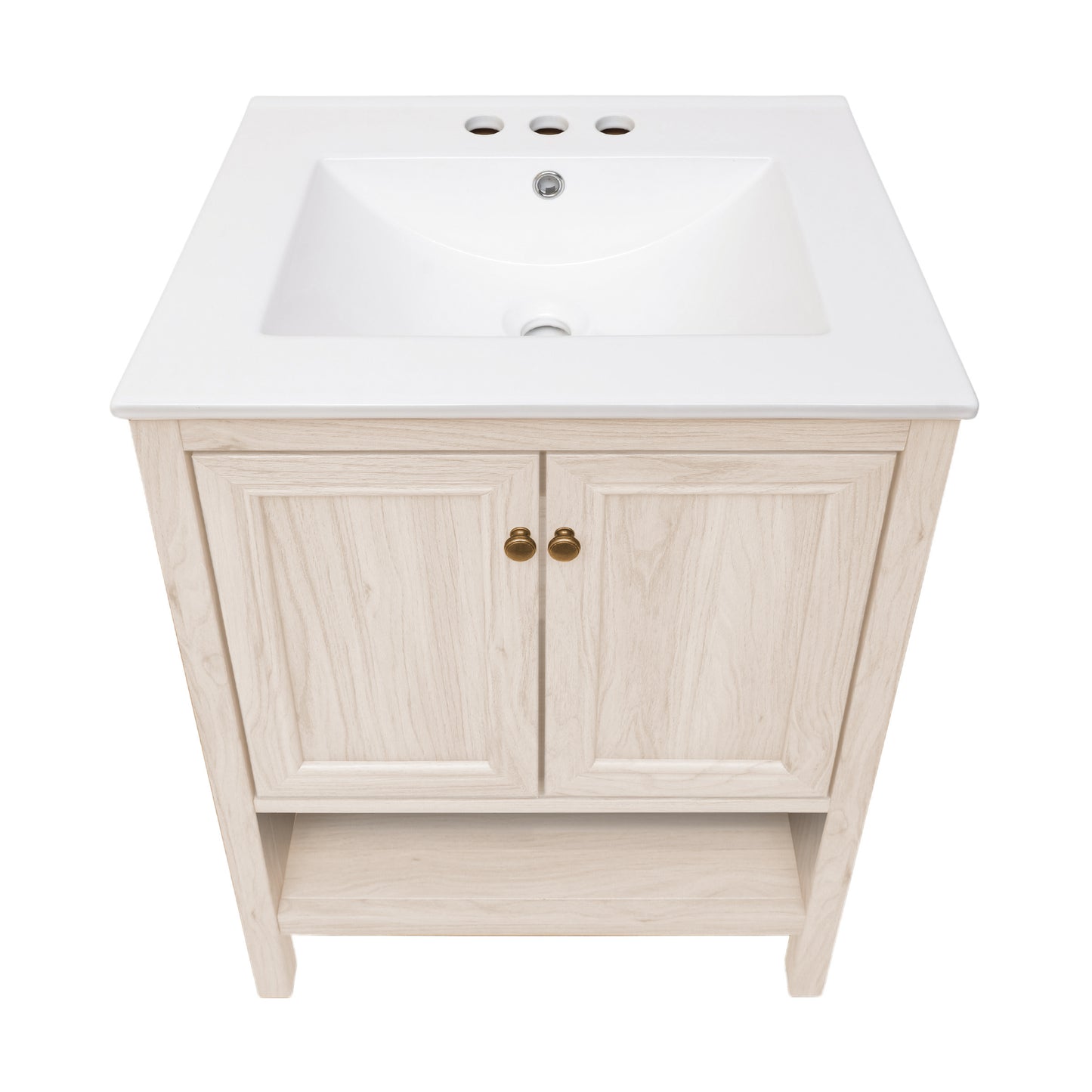 Swiss Madison, Chateau 24" Freestanding Bathroom Vanity in White Oak with 3-Hole Centerset Sink Top
