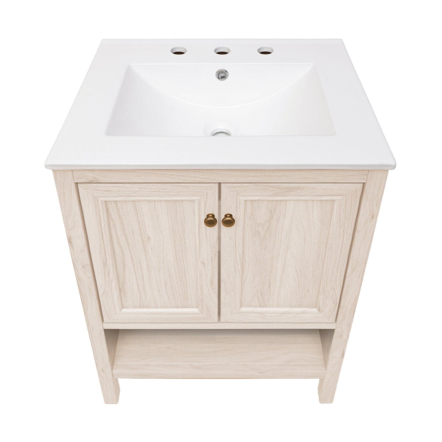 Swiss Madison, Chateau 24" Freestanding Bathroom Vanity in White Oak with 3-Hole Widespread Sink Top