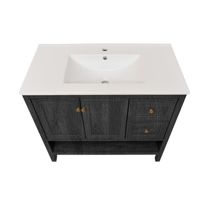 Swiss Madison, Chateau 36" Freestanding Bathroom Vanity in Black Oak with Sink Top