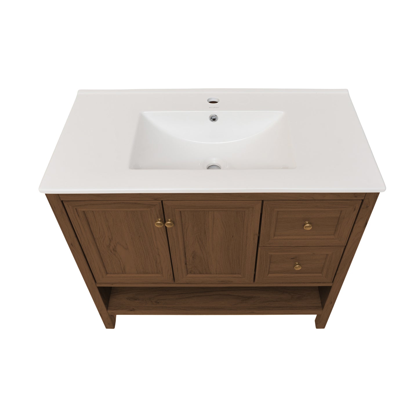 Swiss Madison Chateau 36-inch freestanding bathroom vanity in Brown Oak — view 7