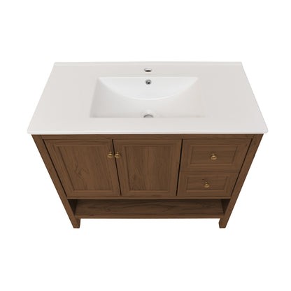 Swiss Madison Chateau 36-inch freestanding bathroom vanity in Brown Oak — view 7