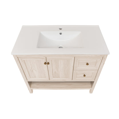 Swiss Madison, Chateau 36" Freestanding Bathroom Vanity in White Oak with Sink Top