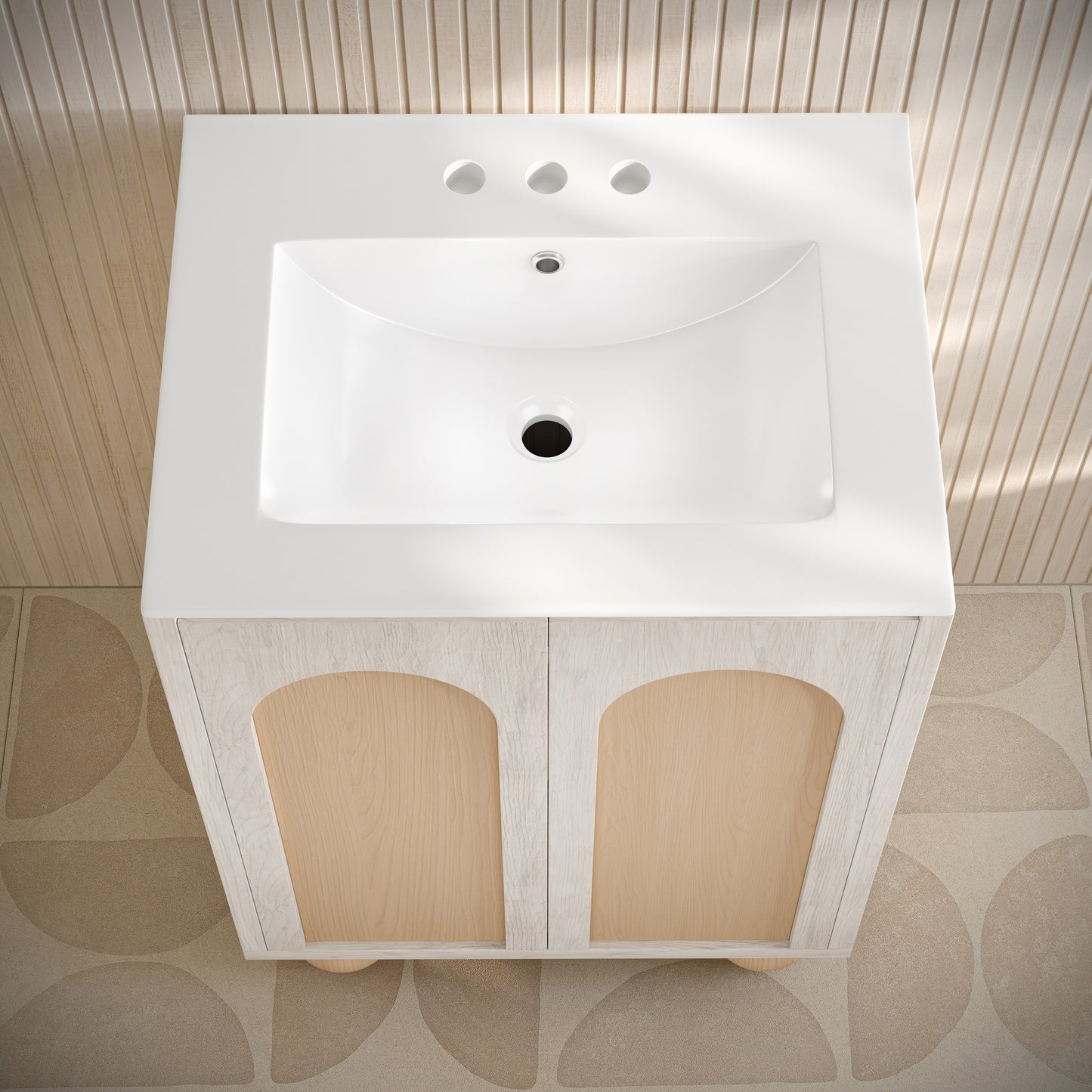 Swiss Madison, Plaisir II 24" Freestanding Bathroom Vanity in White Oak with 3-Hole Centerset Sink Top