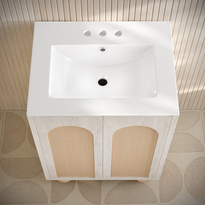 Swiss Madison, Plaisir II 24" Freestanding Bathroom Vanity in White Oak with 3-Hole Centerset Sink Top