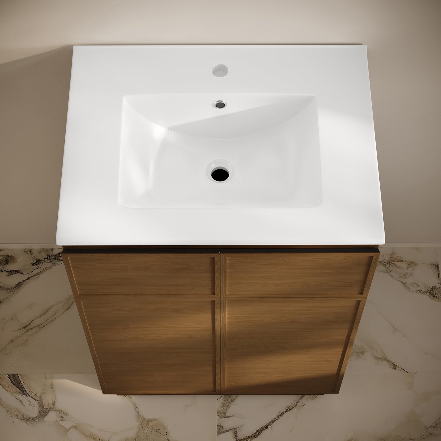 Swiss Madison, St. Tropez 24" Freestanding Bathroom Vanity in Brown Oak with Sink Top