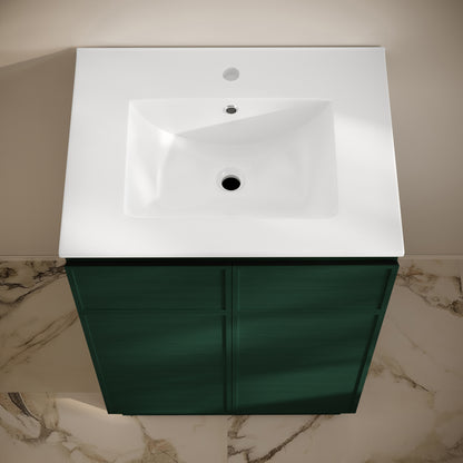 Swiss Madison, St. Tropez 24" Freestanding Bathroom Vanity in Green Oak with Sink Top
