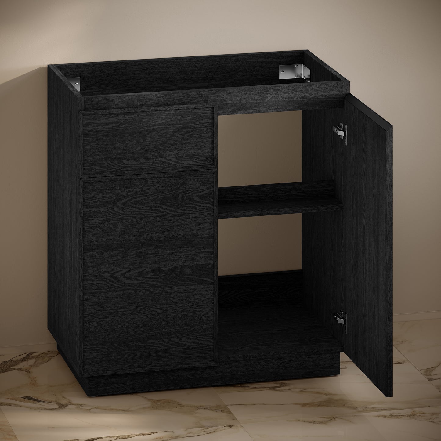 Swiss Madison, St. Tropez 36" Freestanding Bathroom Vanity Cabinet without Top in Black Oak