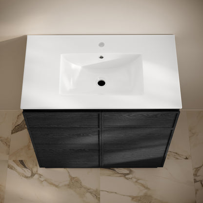 Swiss Madison, St. Tropez 36" Freestanding Bathroom Vanity in Black Oak with Sink Top