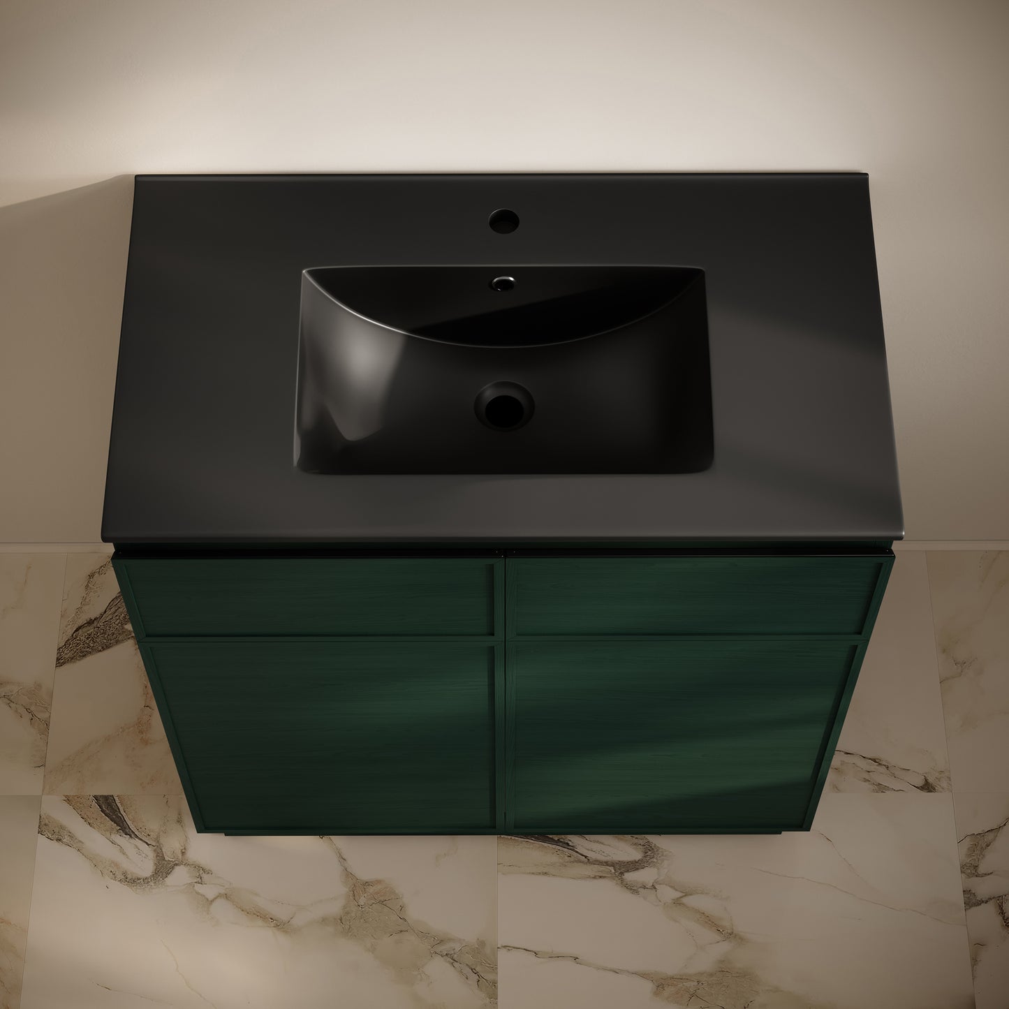 Swiss Madison, St. Tropez 36" Freestanding Bathroom Vanity in Green Oak with Black Sink Top