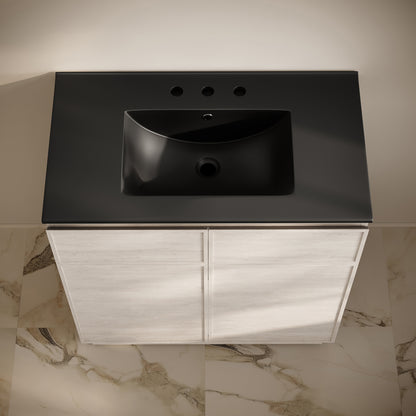 Swiss Madison, St. Tropez 36" Freestanding Bathroom Vanity in White Oak with Black 3-Hole Widespread Sink Top