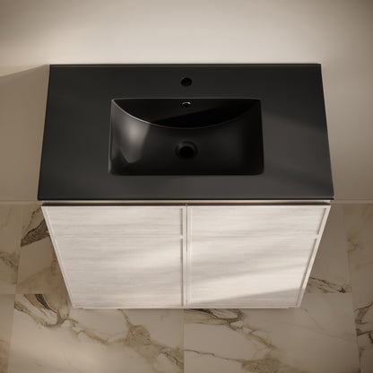 Swiss Madison, St. Tropez 36" Freestanding Bathroom Vanity in White Oak with Black Sink Top