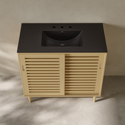 Swiss Madison Delice 36-inch freestanding bathroom vanity in Natural Oak — view 3