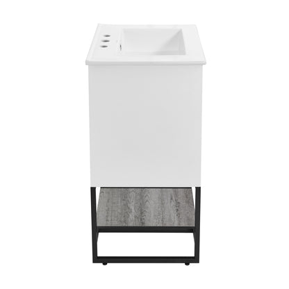 Swiss Madison, Marseille 24 in. Gray Oak Bathroom Vanity With White, 3-Hole Ceramic Sink Top