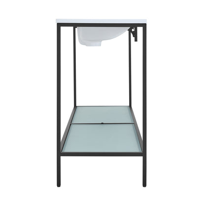 Swiss Madison, Pierre 72 Double, Freestanding, Open Shelf, Matte Black Metal Frame Bathroom Vanity
