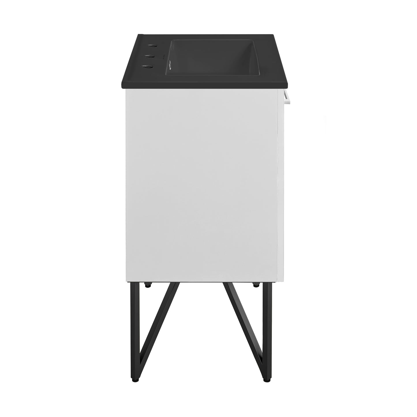 Swiss Madison, Annecy 24 in. White Bathroom Vanity With Black, 3-Hole Ceramic Sink Top