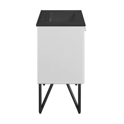 Swiss Madison, Annecy 24 in. White Bathroom Vanity With Black, 3-Hole Ceramic Sink Top