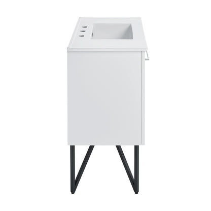 Swiss Madison, Annecy 36 in. White Bathroom Vanity With White, 3-Hole Ceramic Sink Top
