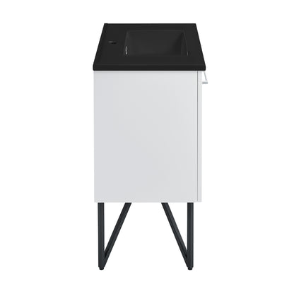 Swiss Madison, Annecy 36 in. White Bathroom Vanity With Black Ceramic Sink Top
