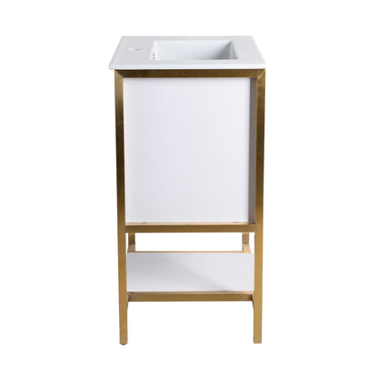 Swiss Madison, Marseille 24" Bathroom Vanity in White and Brushed Gold