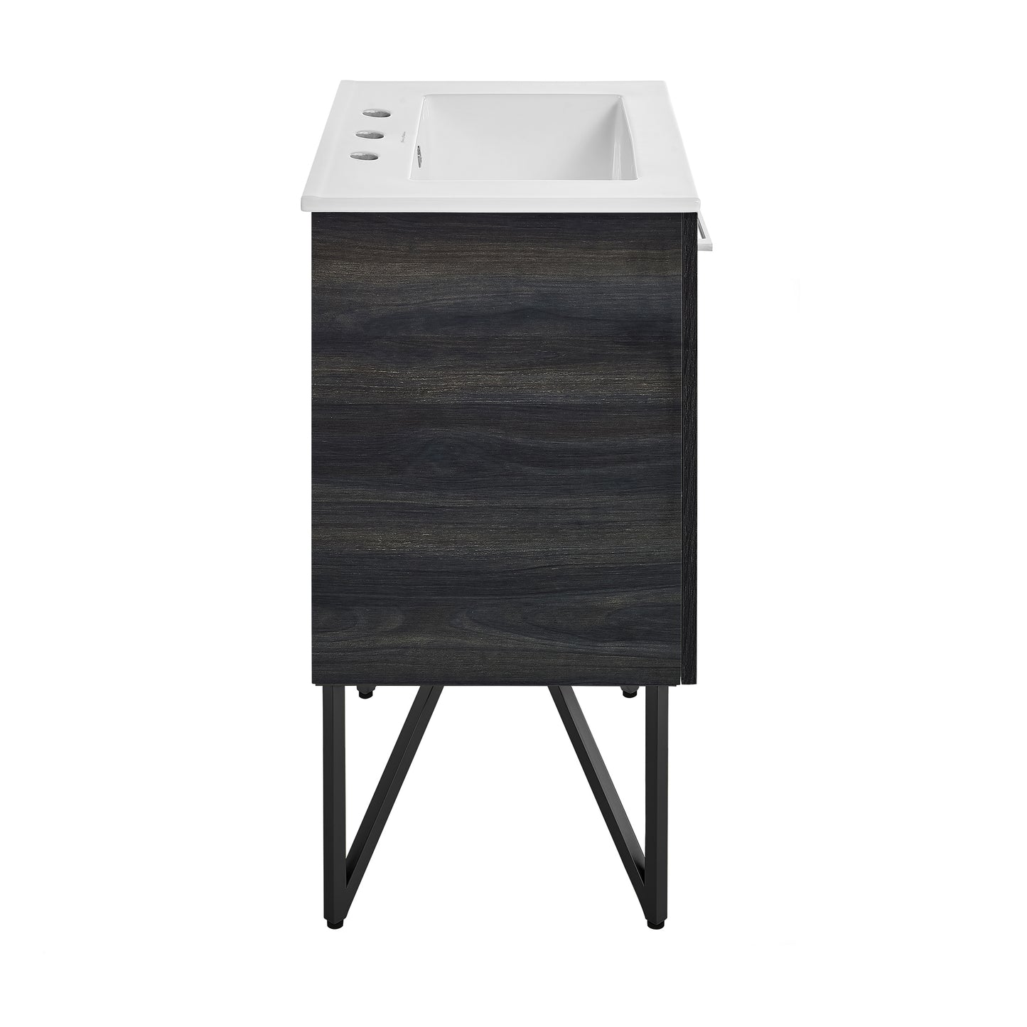 Swiss Madison, Annecy 24 in. Black Walnut Bathroom Vanity With White, 3-Hole Ceramic Sink Top