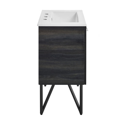Swiss Madison, Annecy 24 in. Black Walnut Bathroom Vanity With White, 3-Hole Ceramic Sink Top