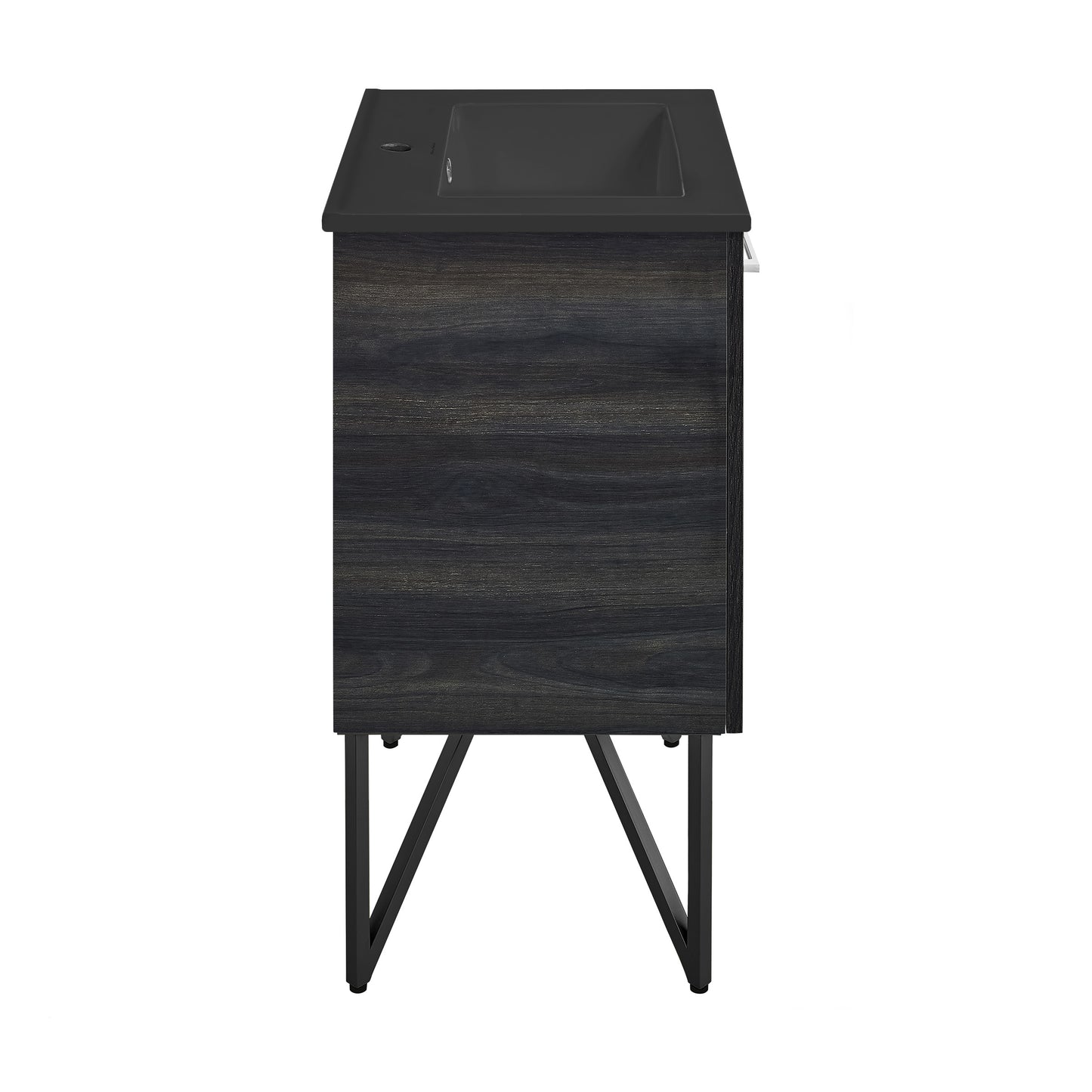 Swiss Madison, Annecy 24 in. Black Walnut Bathroom Vanity With Black Ceramic Sink Top