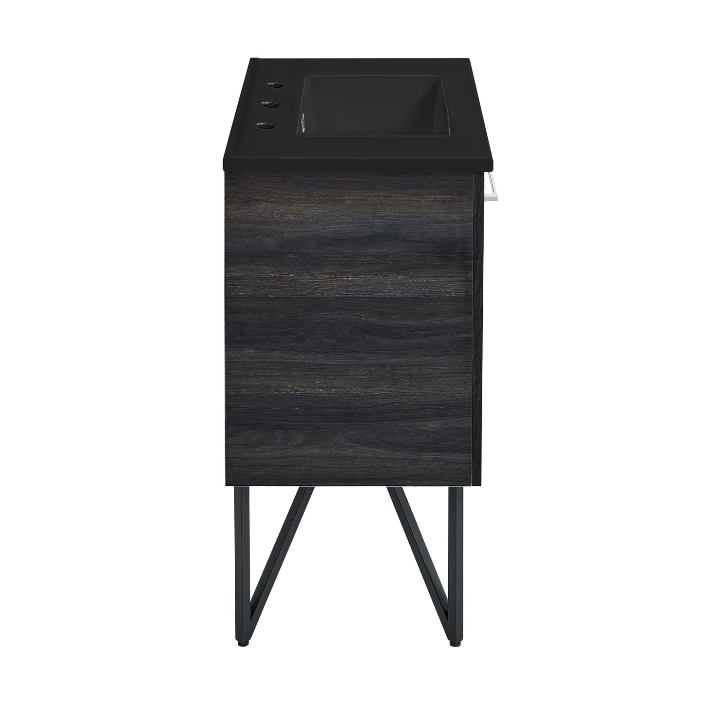 Swiss Madison, Annecy 36 in. Black Walnut Bathroom Vanity With Black, 3-Hole Ceramic Sink Top