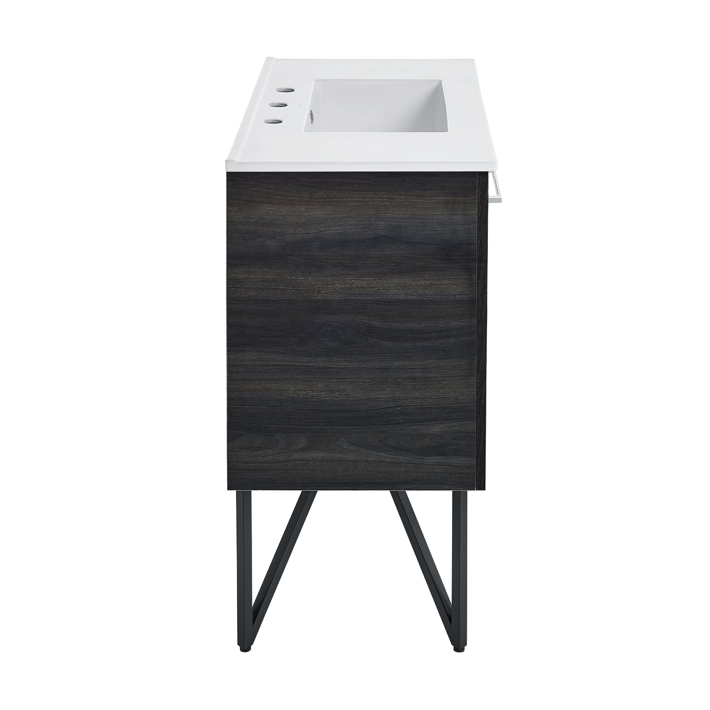 Swiss Madison, Annecy 36 in. Black Walnut Bathroom Vanity With White, 3-Hole Ceramic Sink Top