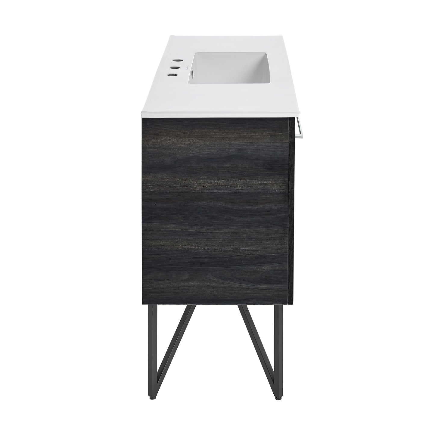 Swiss Madison, Annecy 48 in. Black Walnut Bathroom Vanity With White, 3-Hole Ceramic Sink Top
