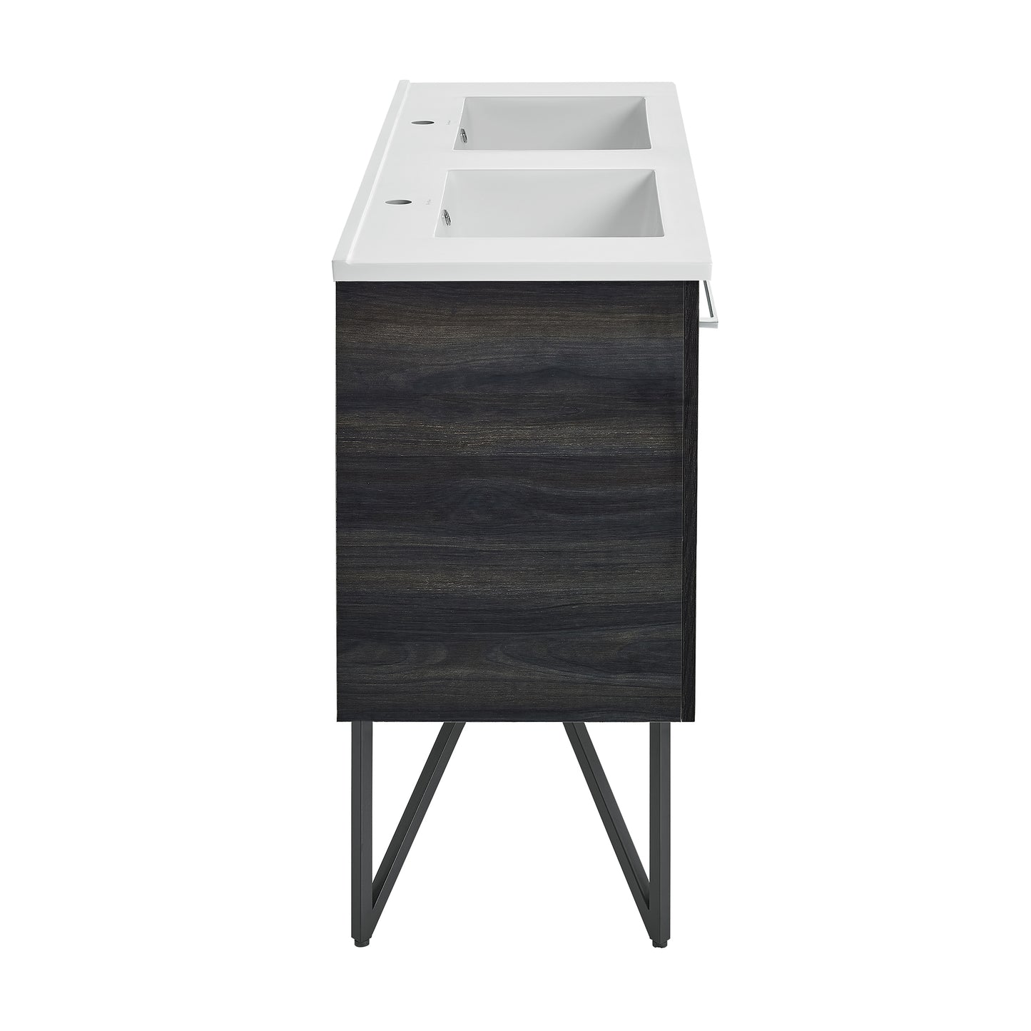 Swiss Madison, Annecy 48 in. Black Walnut, Double Basin Bathroom Vanity With White Ceramic Sink Top