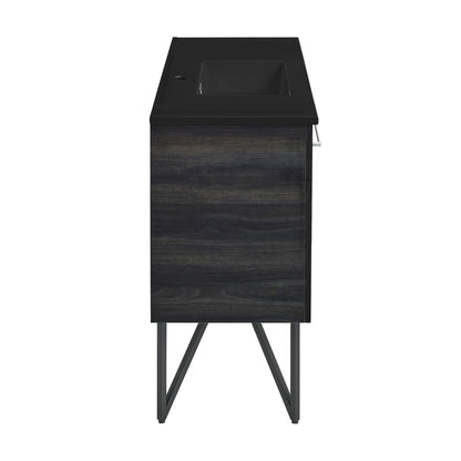 Swiss Madison, Annecy 48 in. Black Walnut Bathroom Vanity With Black Ceramic Sink Top