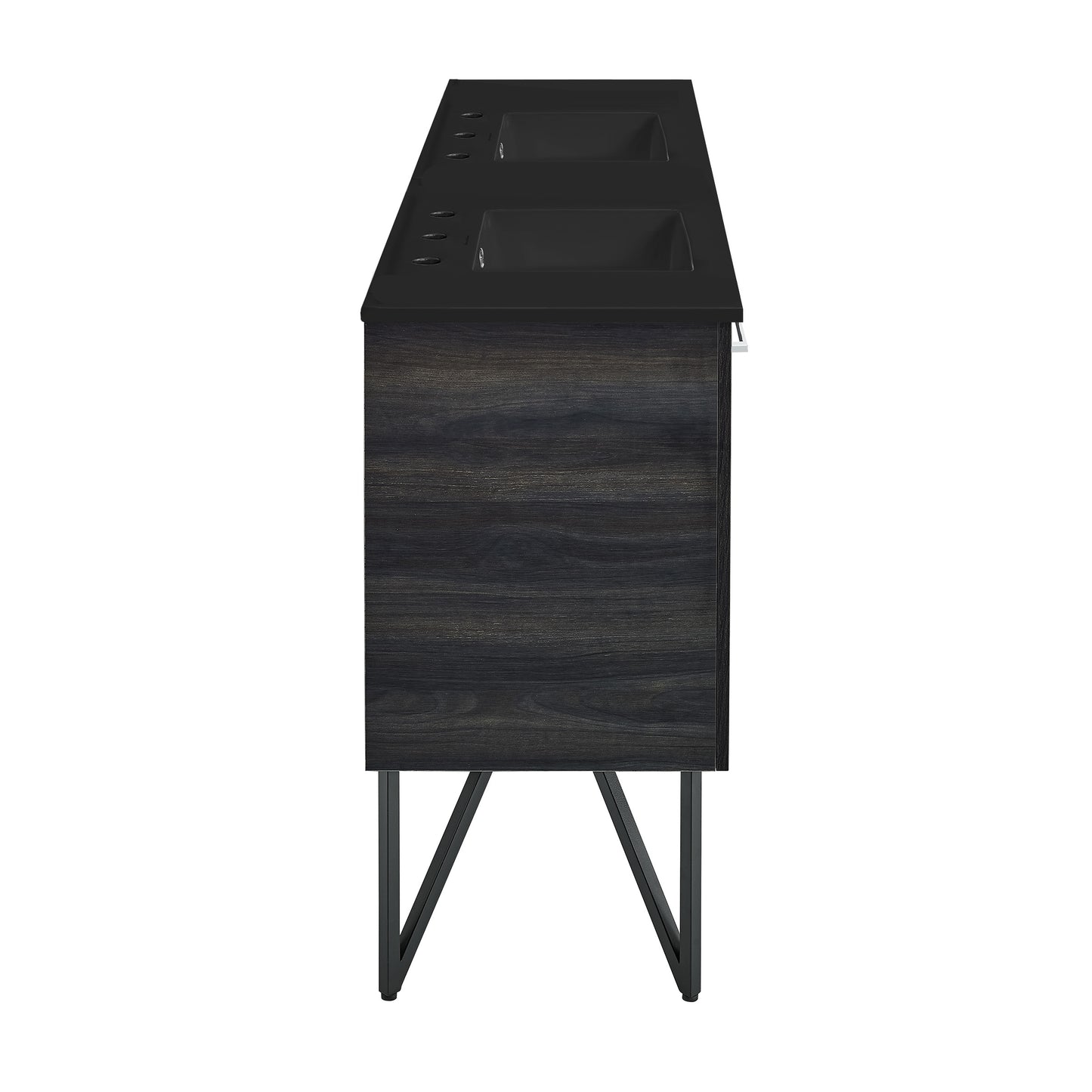 Swiss Madison, Annecy 60 in. Black Walnut, Double Basin Bathroom Vanity With Black, 3-Hole Artificial Stone Sink Top