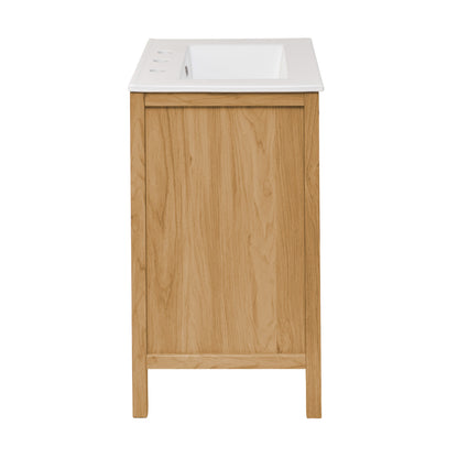 Swiss Madison, Chateau 24" Freestanding Bathroom Vanity in Golden Oak with 3-Hole Centerset Sink Top