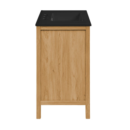 Swiss Madison, Chateau 36" Freestanding Bathroom Vanity in Golden Oak with Black 3-Hole Widespread Sink Top