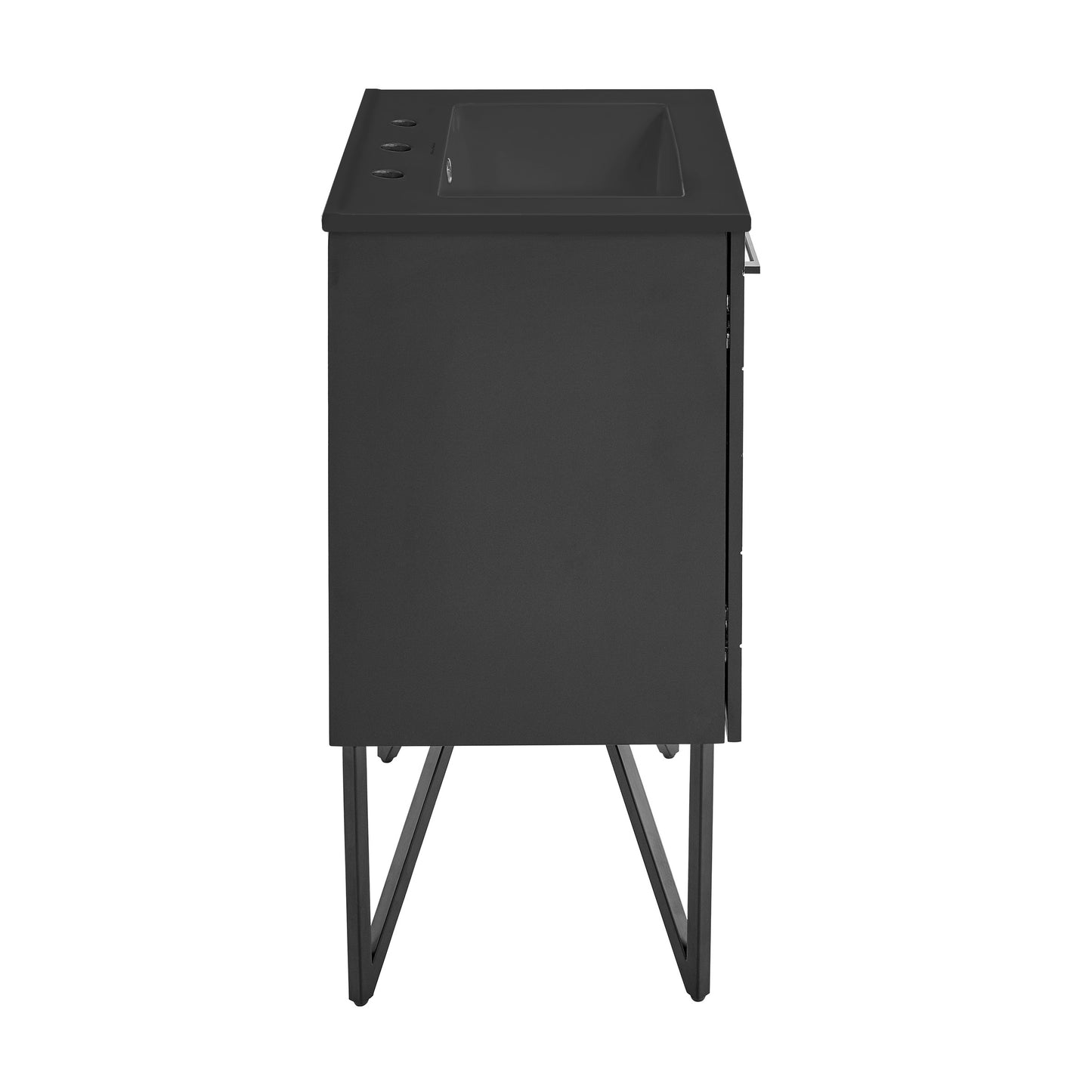 Swiss Madison, Annecy 24 in. Phantom Black Bathroom Vanity With Black, 3-Hole Ceramic Sink Top
