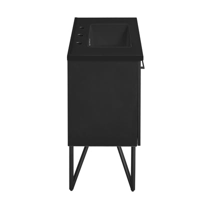 Swiss Madison, Annecy 36 in. Phantom Black Bathroom Vanity With Black, 3-Hole Ceramic Sink Top
