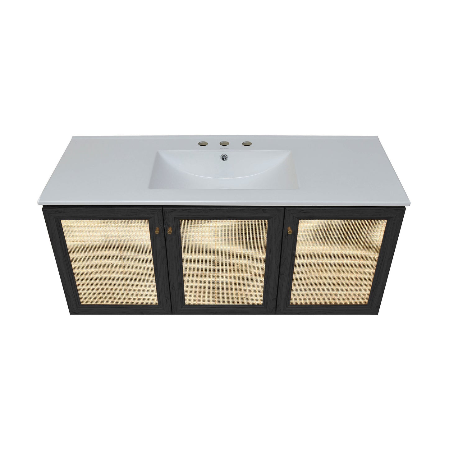 Swiss Madison, Classe 48" Wall-Mounted Bathroom Vanity in Black Oak with 3-Hole Widespread Sink Top