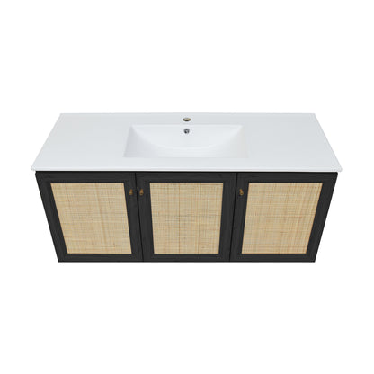 Swiss Madison, Classe 48" Wall-Mounted Bathroom Vanity in Black Oak
