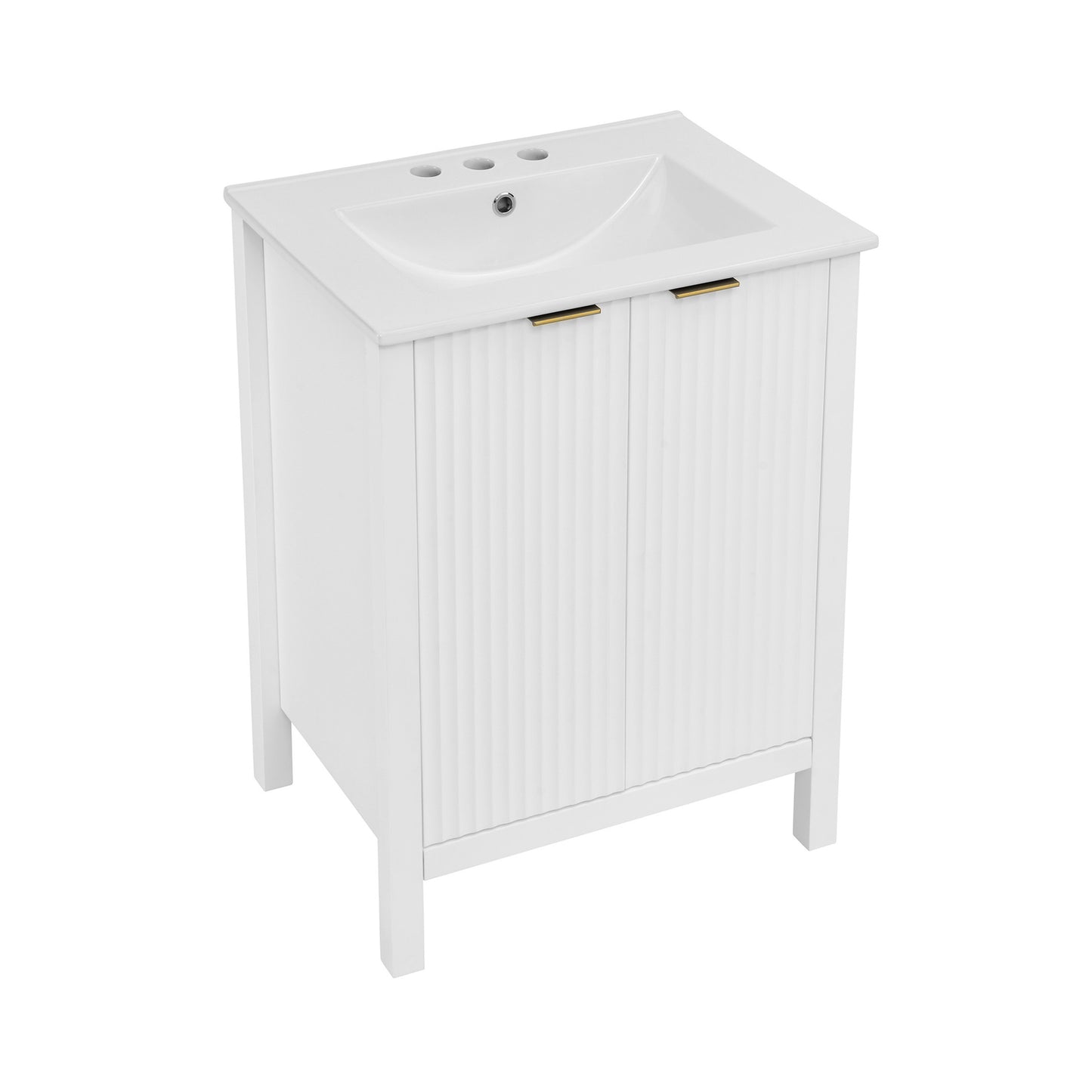 Swiss Madison, Bastille 24 in. White Bathroom Vanity With White, 3-Hole Ceramic Sink Top