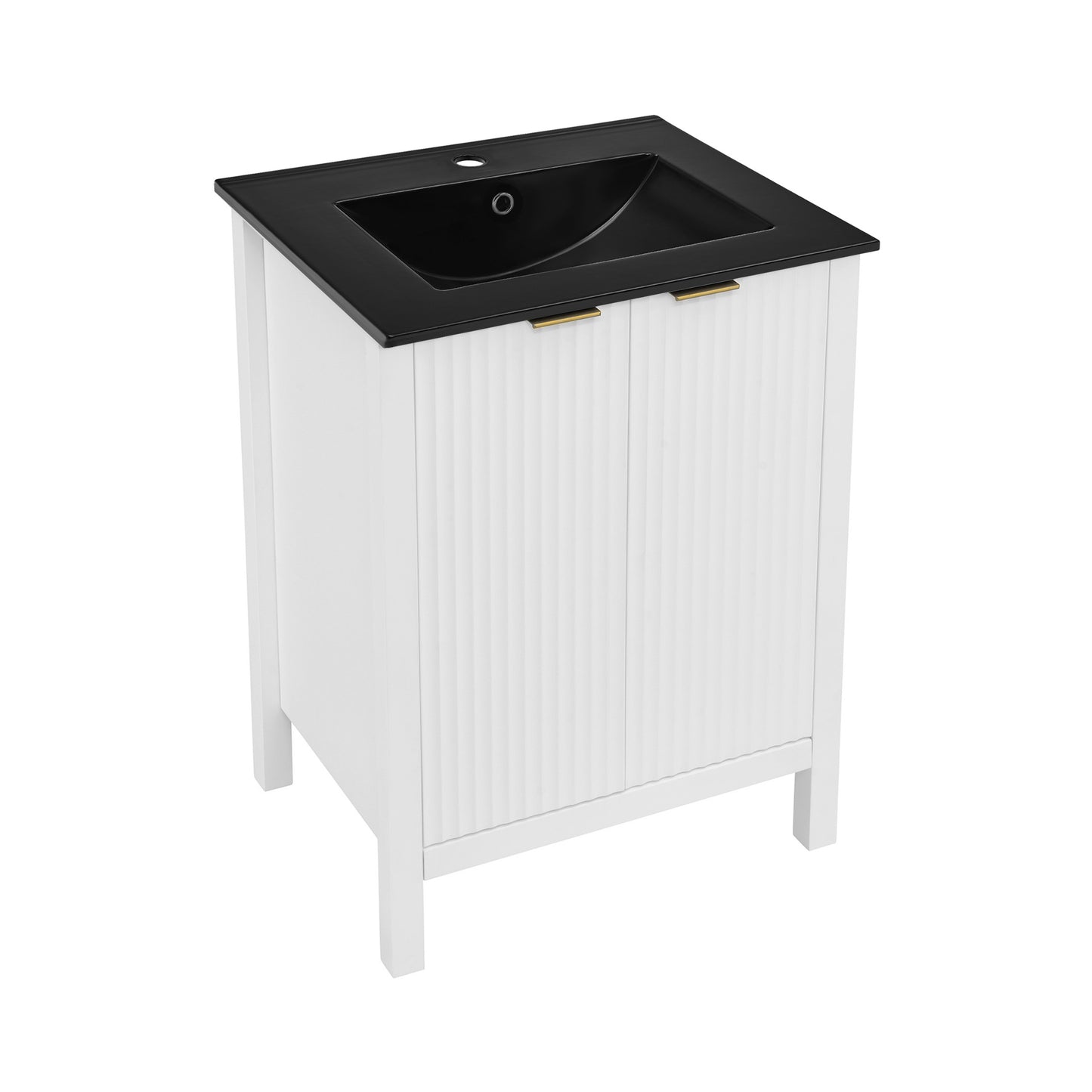 Swiss Madison, Bastille 24 in. White Bathroom Vanity With Black Ceramic Sink Top