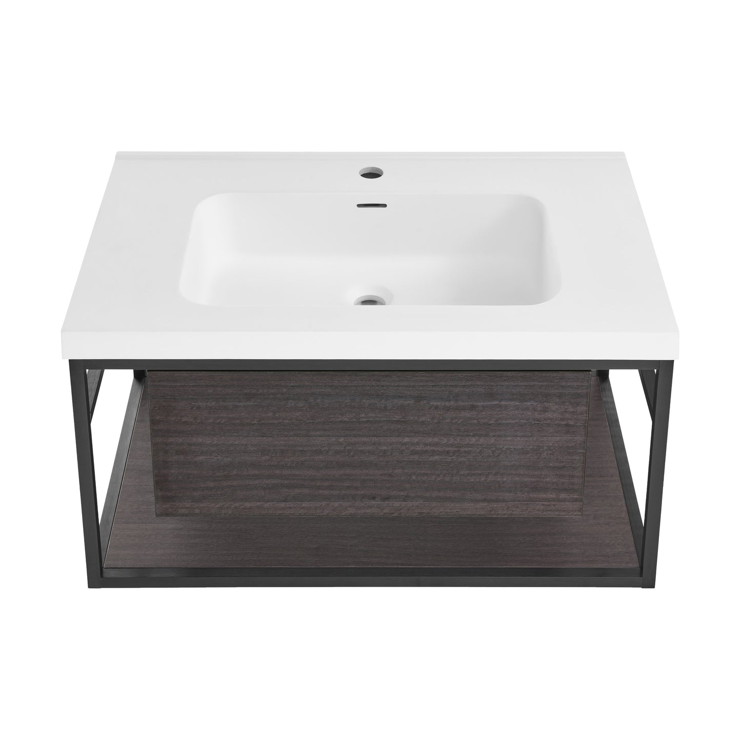 Swiss Madison, Claire 30" Wall-Mounted Bathroom Vanity in Black Oak with Sink Top