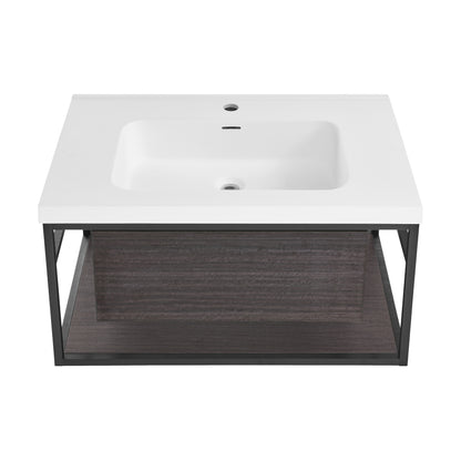 Swiss Madison, Claire 30" Wall-Mounted Bathroom Vanity in Black Oak with Sink Top